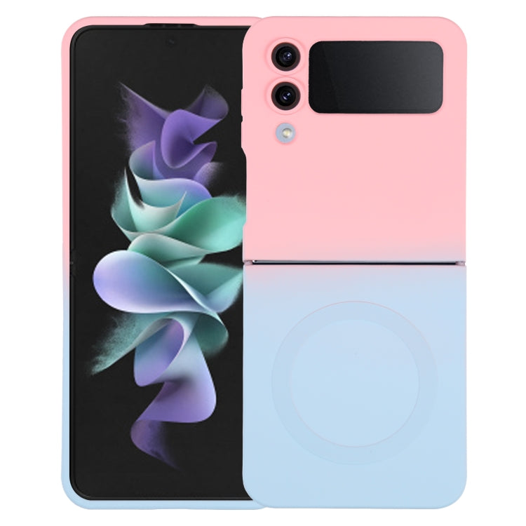 For Samsung Galaxy Z Flip3 5G Liquid TPU Silicone Gradient MagSafe Phone Case(Pink Blue) - Galaxy Phone Cases by PMC TechLife | Online Shopping South Africa | PMC TechLife
