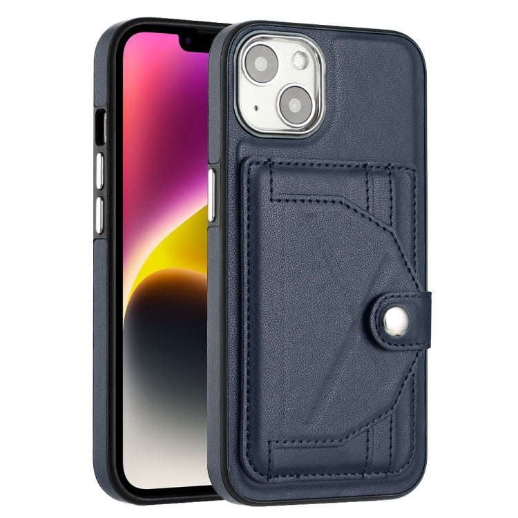 For iPhone 15 Shockproof Leather Phone Case with Card Holder(Blue) - free shipping - PMC TechLife - Order now!