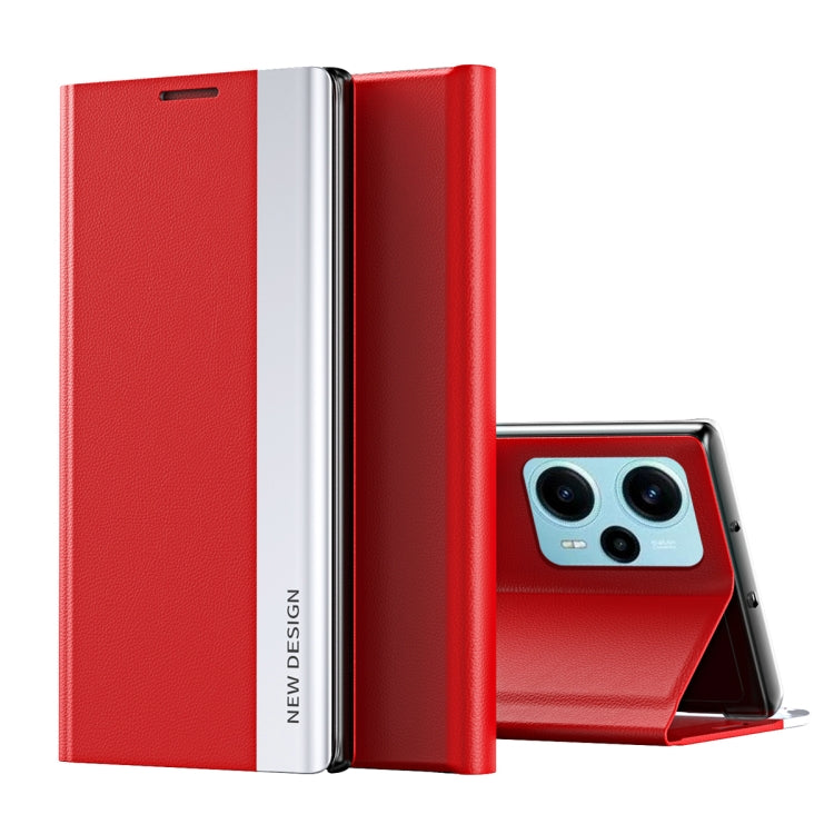 For Xiaomi Poco F5 Side Side Electroplated Magnetic Leather Phone Case(Red) - free shipping - PMC TechLife - Order now!