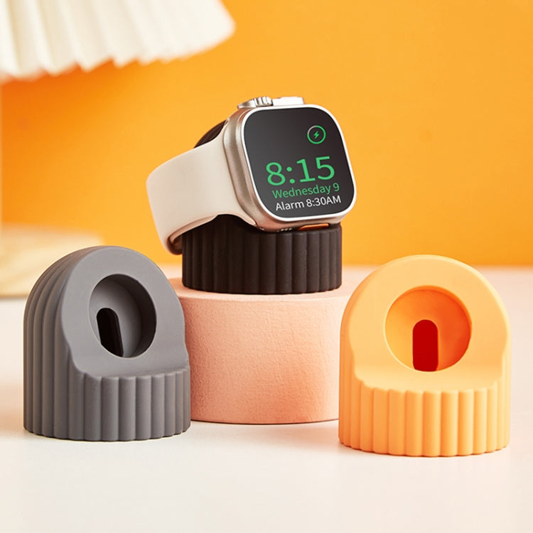 For Apple Watch Wave Pattern Silicone Watch Charging Stand(Orange) - Charger / Holder by PMC TechLife | Online Shopping South Africa | PMC TechLife