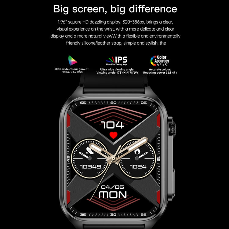 TK12 1.96 inch IP67 Waterproof Silicone Band Smart Watch Supports ECG / Remote Families Care / Bluetooth Call / Body Temperature Monitoring(Black) - Smart Watches by PMC TechLife | Online Shopping South Africa | PMC TechLife