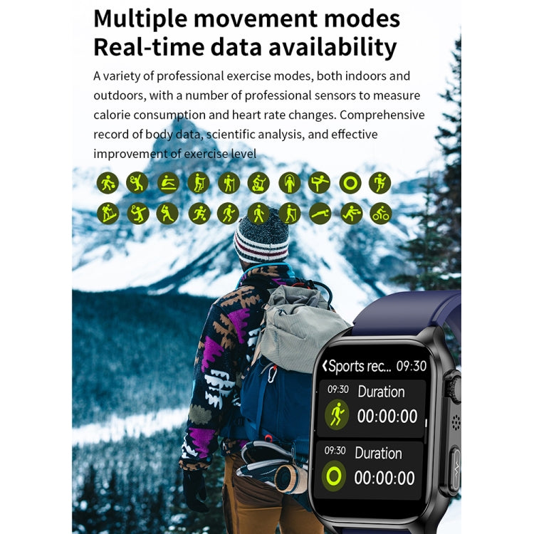 TK12 1.96 inch IP67 Waterproof Silicone Band Smart Watch Supports ECG / Remote Families Care / Bluetooth Call / Body Temperature Monitoring(Blue) - Smart Watches by PMC TechLife | Online Shopping South Africa | PMC TechLife