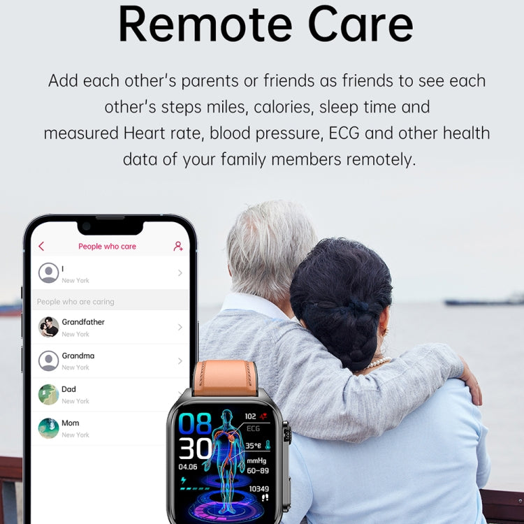 TK12 1.96 inch IP67 Waterproof Silicone Band Smart Watch Supports ECG / Remote Families Care / Bluetooth Call / Body Temperature Monitoring(Blue) - Smart Watches by PMC TechLife | Online Shopping South Africa | PMC TechLife