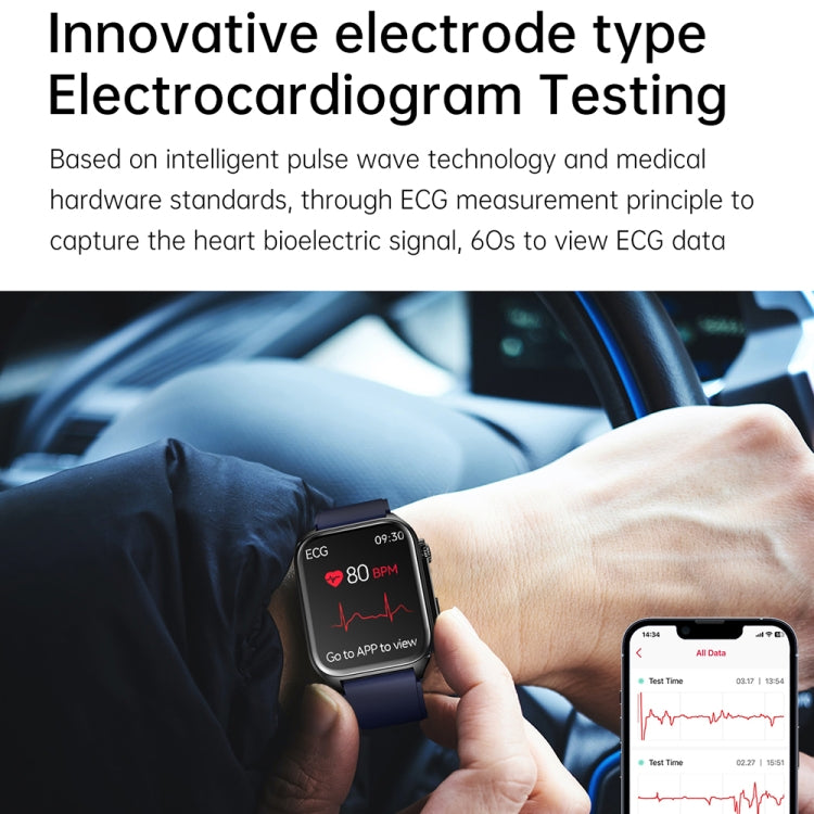 TK12 1.96 inch IP67 Waterproof Silicone Band Smart Watch Supports ECG / Remote Families Care / Bluetooth Call / Body Temperature Monitoring(Black) - Smart Watches by PMC TechLife | Online Shopping South Africa | PMC TechLife