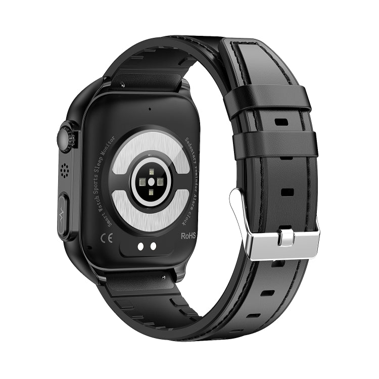 TK12 1.96 inch IP67 Waterproof Leather Band Smart Watch Supports ECG / Remote Families Care / Bluetooth Call / Body Temperature Monitoring(Black) - Smart Watches by PMC TechLife | Online Shopping South Africa | PMC TechLife