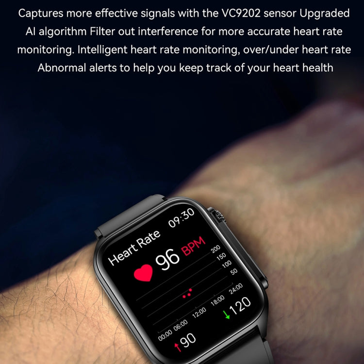 TK12 1.96 inch IP67 Waterproof Leather Band Smart Watch Supports ECG / Remote Families Care / Bluetooth Call / Body Temperature Monitoring(Black) - Smart Watches by PMC TechLife | Online Shopping South Africa | PMC TechLife