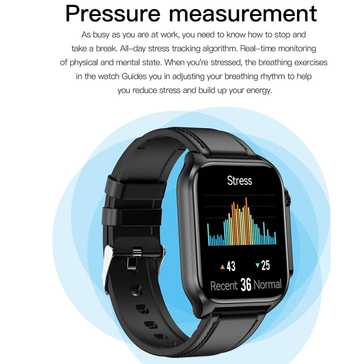 TK12 1.96 inch IP67 Waterproof Leather Band Smart Watch Supports ECG / Remote Families Care / Bluetooth Call / Body Temperature Monitoring(Black) - Smart Watches by PMC TechLife | Online Shopping South Africa | PMC TechLife