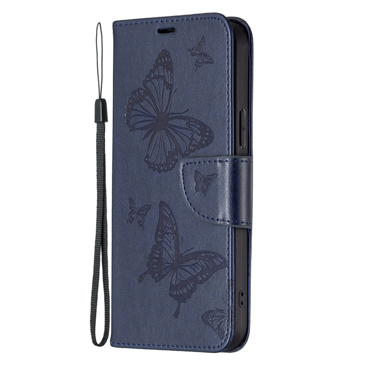 For Xiaomi Redmi Note 12S 4G / Note 11 Two Butterflies Embossing Leather Phone Case(Blue) - free shipping - PMC TechLife - Order now!