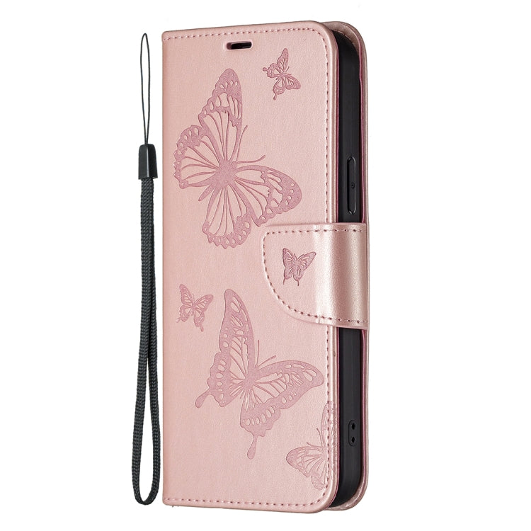 For Xiaomi Poco F5 5G / Redmi Note 12 Turbo Two Butterflies Embossing Leather Phone Case(Rose Gold) - free shipping - PMC TechLife - Order now!