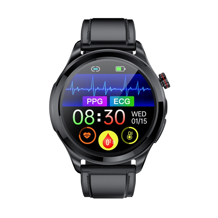 TK22 1.39 inch IP67 Waterproof Leather Band Smart Watch Supports ECG / Non-invasive Blood Sugar(Black) - Smart Watches by PMC TechLife | Online Shopping South Africa | PMC TechLife