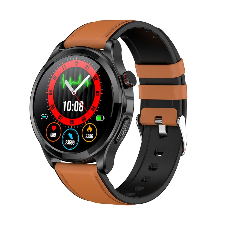 TK22 1.39 inch IP67 Waterproof Leather Band Smart Watch Supports ECG / Non-invasive Blood Sugar(Brown) - Smart Watches by PMC TechLife | Online Shopping South Africa | PMC TechLife