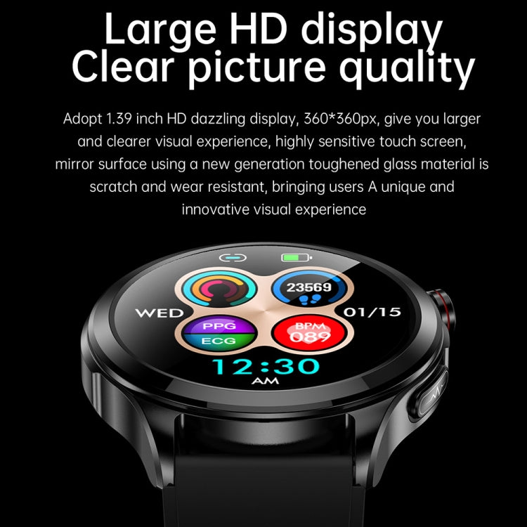 TK22 1.39 inch IP67 Waterproof Leather Band Smart Watch Supports ECG / Non-invasive Blood Sugar(Black) - Smart Watches by PMC TechLife | Online Shopping South Africa | PMC TechLife