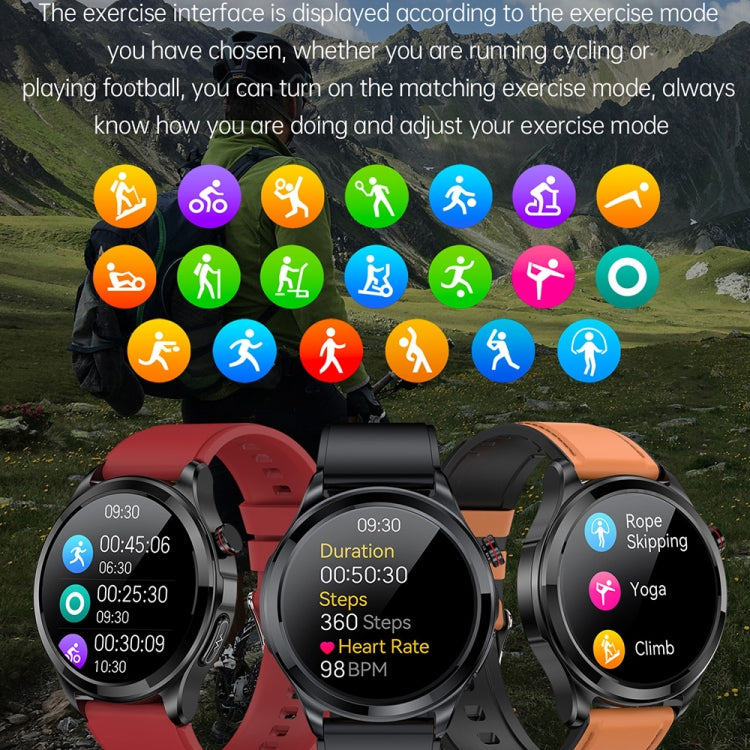 TK22 1.39 inch IP67 Waterproof Leather Band Smart Watch Supports ECG / Non-invasive Blood Sugar(Black) - Smart Watches by PMC TechLife | Online Shopping South Africa | PMC TechLife