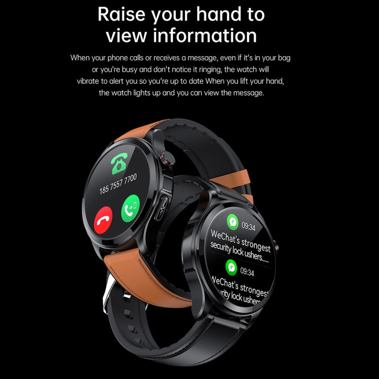 TK22 1.39 inch IP67 Waterproof Leather Band Smart Watch Supports ECG / Non-invasive Blood Sugar(Black) - Smart Watches by PMC TechLife | Online Shopping South Africa | PMC TechLife