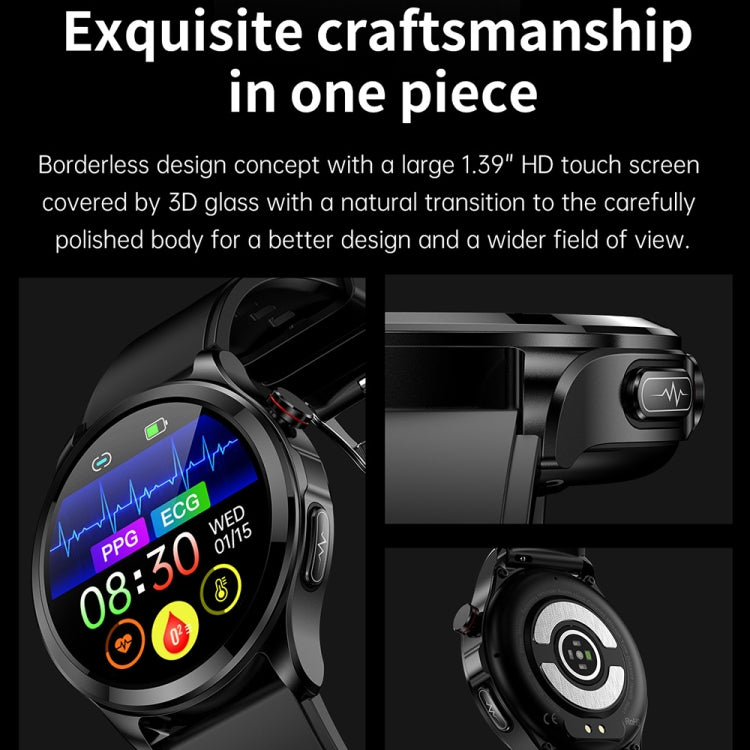 TK22 1.39 inch IP67 Waterproof Leather Band Smart Watch Supports ECG / Non-invasive Blood Sugar(Black) - Smart Watches by PMC TechLife | Online Shopping South Africa | PMC TechLife