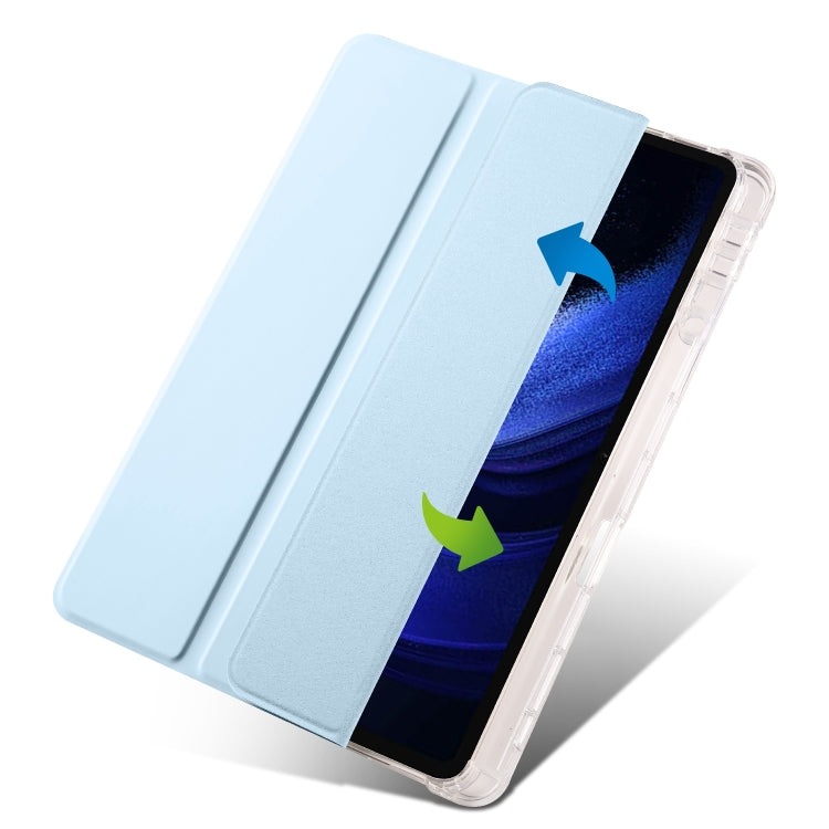 For Xiaomi Pad 6 / 6 Pro 3-fold Clear TPU Smart Leather Tablet Case with Pen Slot(Ice Blue) - More Tablet Cases by PMC TechLife | Online Shopping South Africa | PMC TechLife