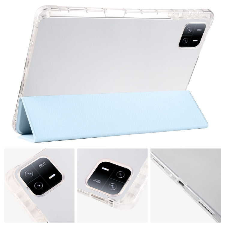 For Xiaomi Pad 6 / 6 Pro 3-fold Clear TPU Smart Leather Tablet Case with Pen Slot(Ice Blue) - More Tablet Cases by PMC TechLife | Online Shopping South Africa | PMC TechLife