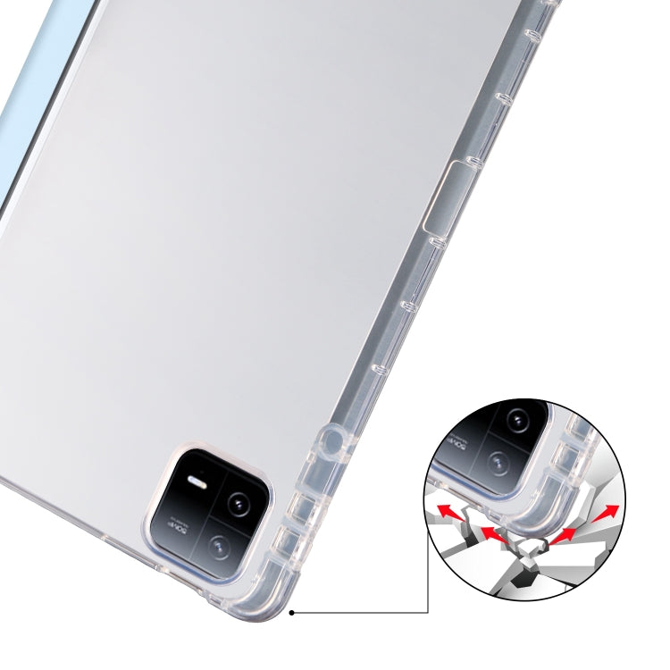 For Xiaomi Pad 6 / 6 Pro 3-fold Clear TPU Smart Leather Tablet Case with Pen Slot(Ice Blue) - More Tablet Cases by PMC TechLife | Online Shopping South Africa | PMC TechLife