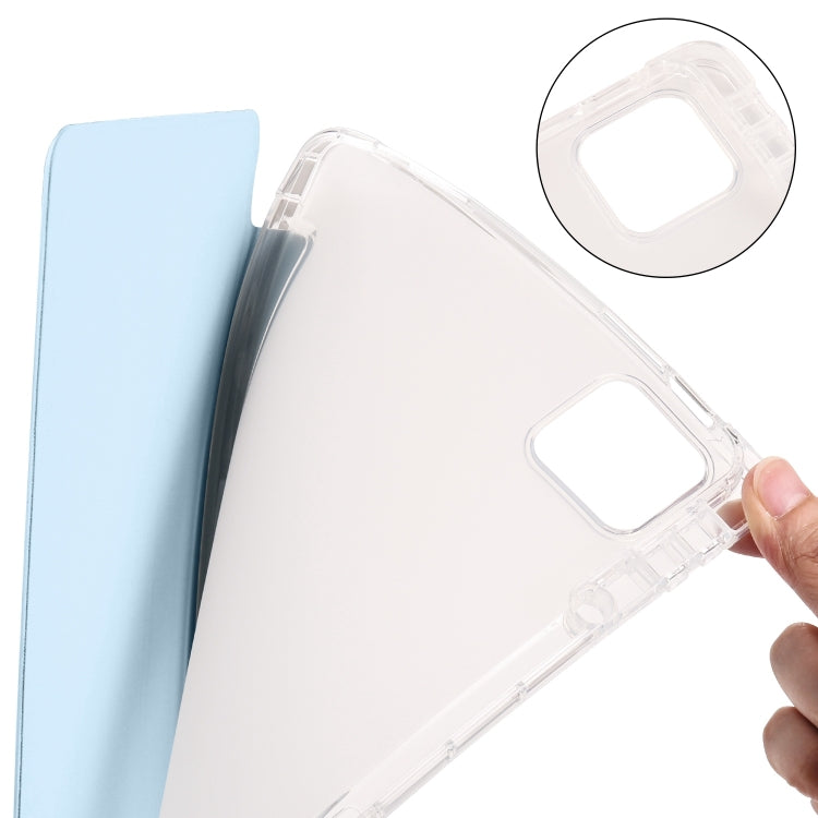 For Xiaomi Pad 6 / 6 Pro 3-fold Clear TPU Smart Leather Tablet Case with Pen Slot(Ice Blue) - More Tablet Cases by PMC TechLife | Online Shopping South Africa | PMC TechLife