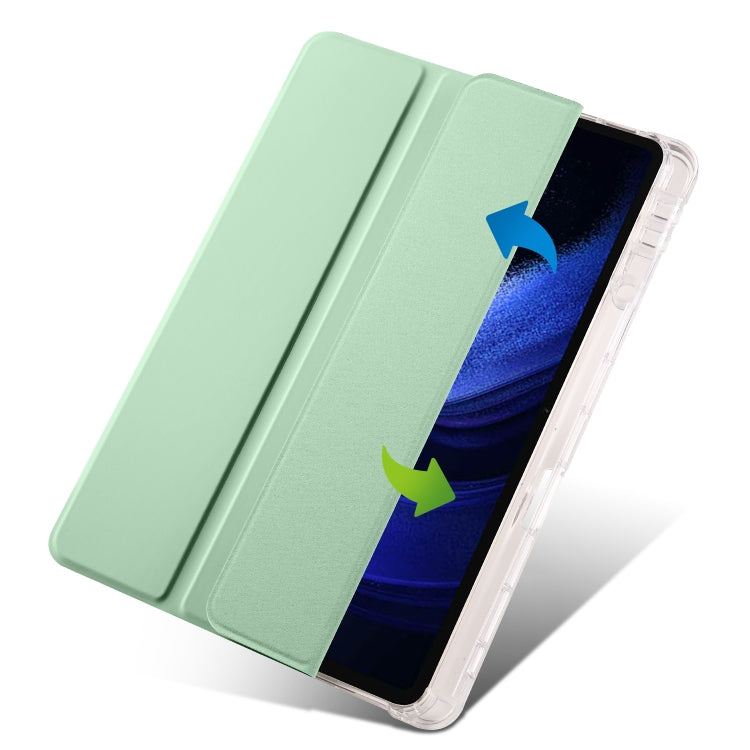 For Xiaomi Pad 6 / 6 Pro 3-fold Clear TPU Smart Leather Tablet Case with Pen Slot(Green) - free shipping - PMC TechLife - Order now!