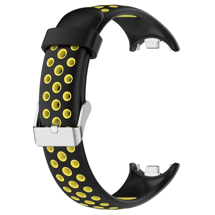 For Xiaomi Mi Band 8 Two-color Steel Plug Silicone Watch Band(Black Yellow) - Watch Bands by PMC TechLife | Online Shopping South Africa | PMC TechLife