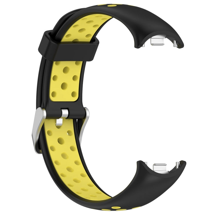 For Xiaomi Mi Band 8 Two-color Steel Plug Silicone Watch Band(Black Yellow) - Watch Bands by PMC TechLife | Online Shopping South Africa | PMC TechLife