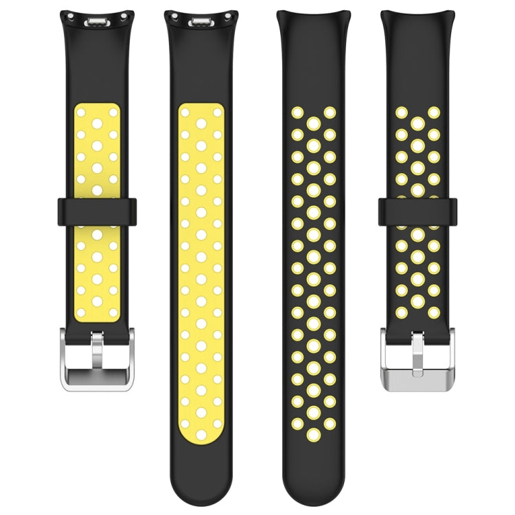 For Xiaomi Mi Band 8 Two-color Steel Plug Silicone Watch Band(Black Yellow) - Watch Bands by PMC TechLife | Online Shopping South Africa | PMC TechLife