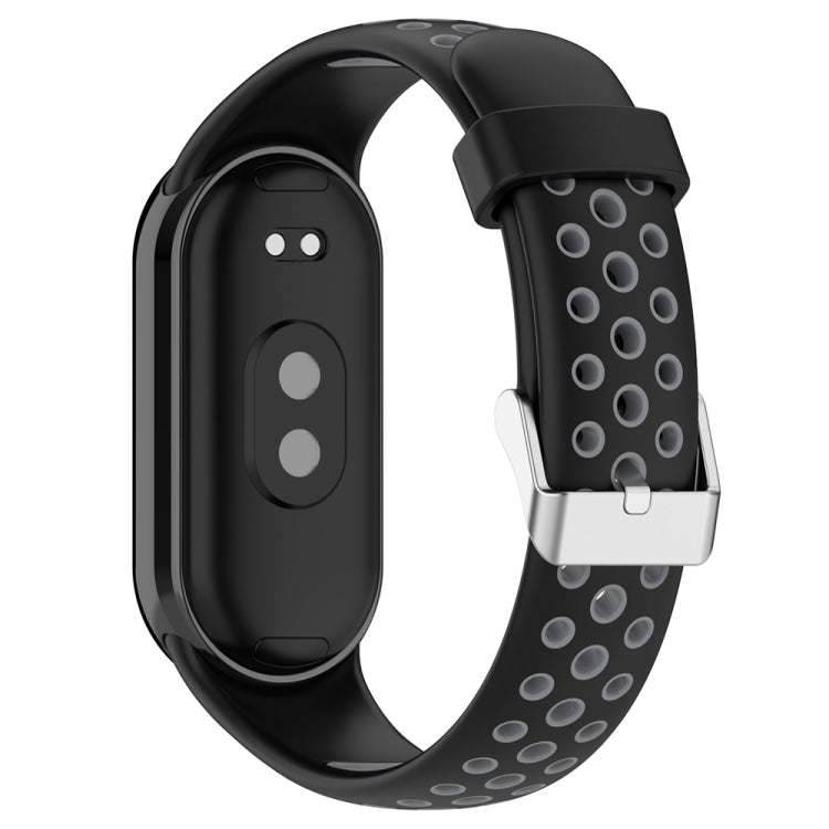 For Xiaomi Mi Band 8 Two-color Steel Plug Silicone Watch Band(Black Grey) - Watch Bands by PMC TechLife | Online Shopping South Africa | PMC TechLife