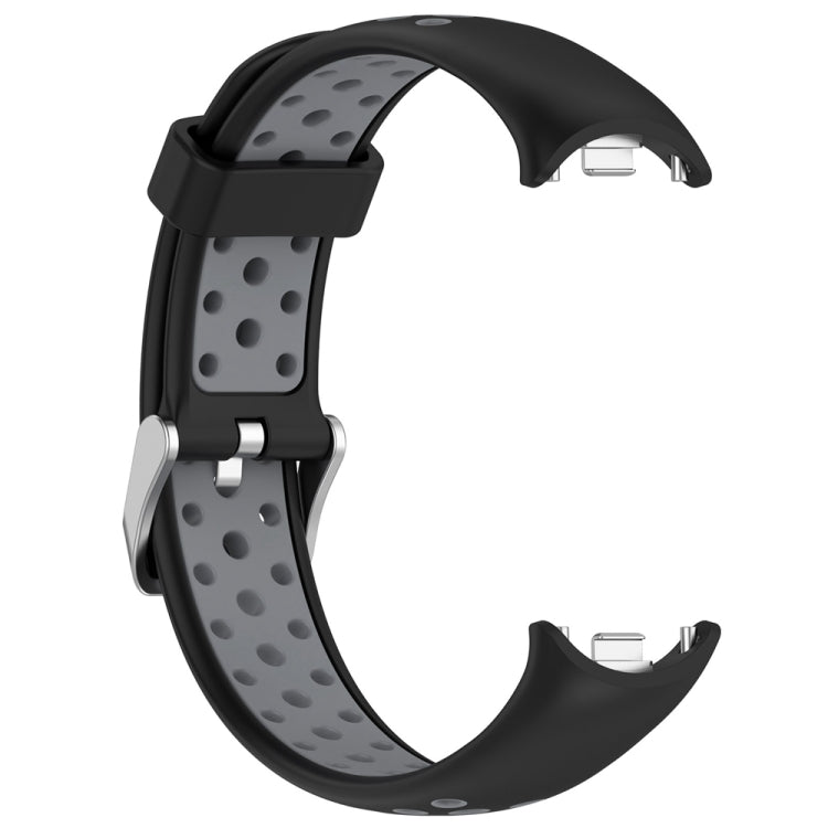 For Xiaomi Mi Band 8 Two-color Steel Plug Silicone Watch Band(Black Grey) - Watch Bands by PMC TechLife | Online Shopping South Africa | PMC TechLife