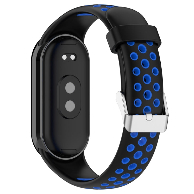 For Xiaomi Mi Band 8 Two-color Steel Plug Silicone Watch Band(Black Blue) - Watch Bands by PMC TechLife | Online Shopping South Africa | PMC TechLife