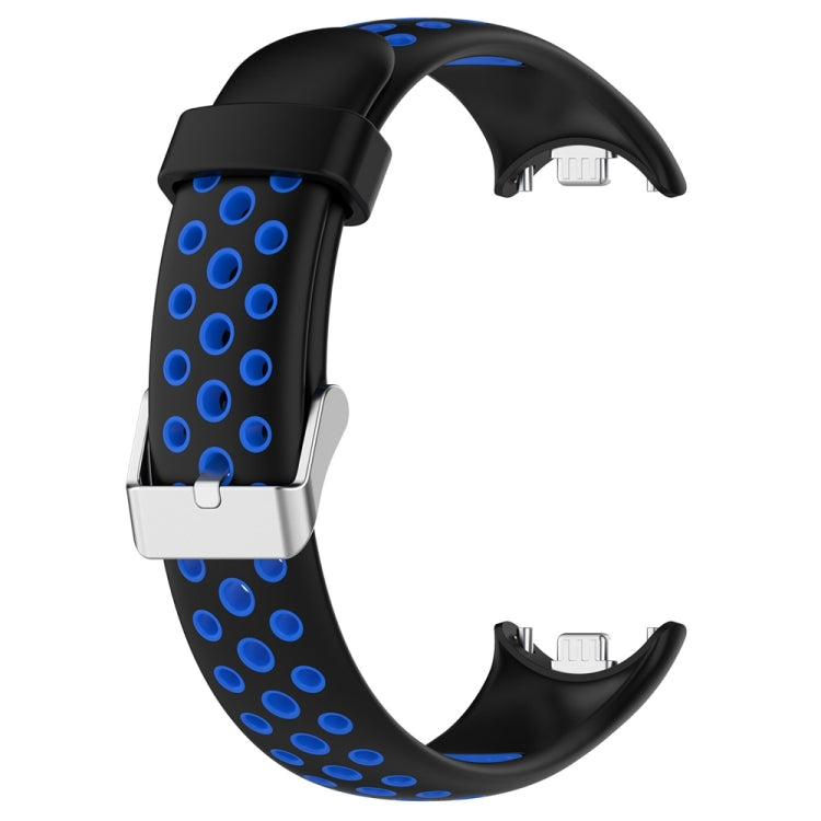 For Xiaomi Mi Band 8 Two-color Steel Plug Silicone Watch Band(Black Blue) - Watch Bands by PMC TechLife | Online Shopping South Africa | PMC TechLife