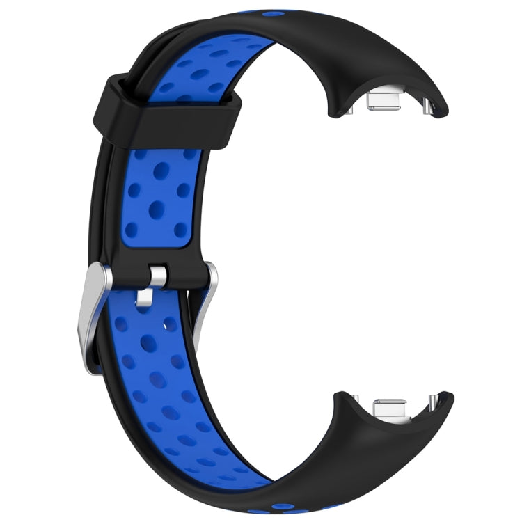For Xiaomi Mi Band 8 Two-color Steel Plug Silicone Watch Band(Black Blue) - Watch Bands by PMC TechLife | Online Shopping South Africa | PMC TechLife