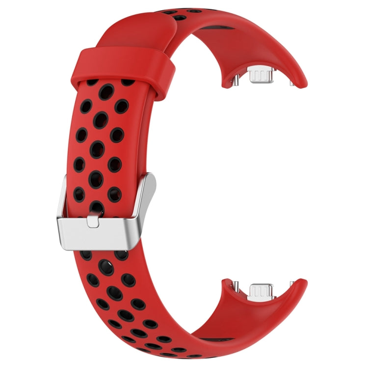 For Xiaomi Mi Band 8 Two-color Steel Plug Silicone Watch Band(Red Black) - Watch Bands by PMC TechLife | Online Shopping South Africa | PMC TechLife