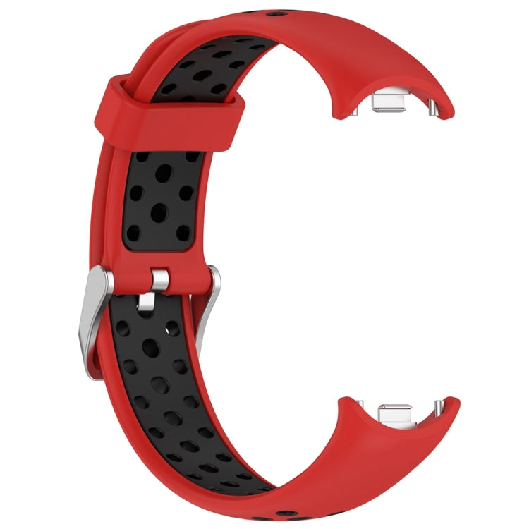 For Xiaomi Mi Band 8 Two-color Steel Plug Silicone Watch Band(Red Black) - Watch Bands by PMC TechLife | Online Shopping South Africa | PMC TechLife