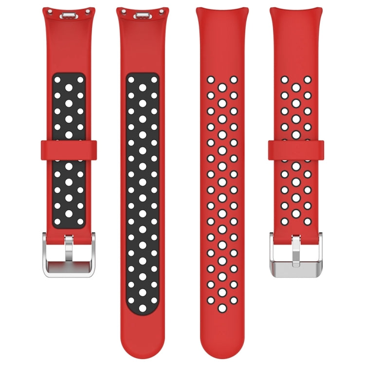 For Xiaomi Mi Band 8 Two-color Steel Plug Silicone Watch Band(Red Black) - Watch Bands by PMC TechLife | Online Shopping South Africa | PMC TechLife