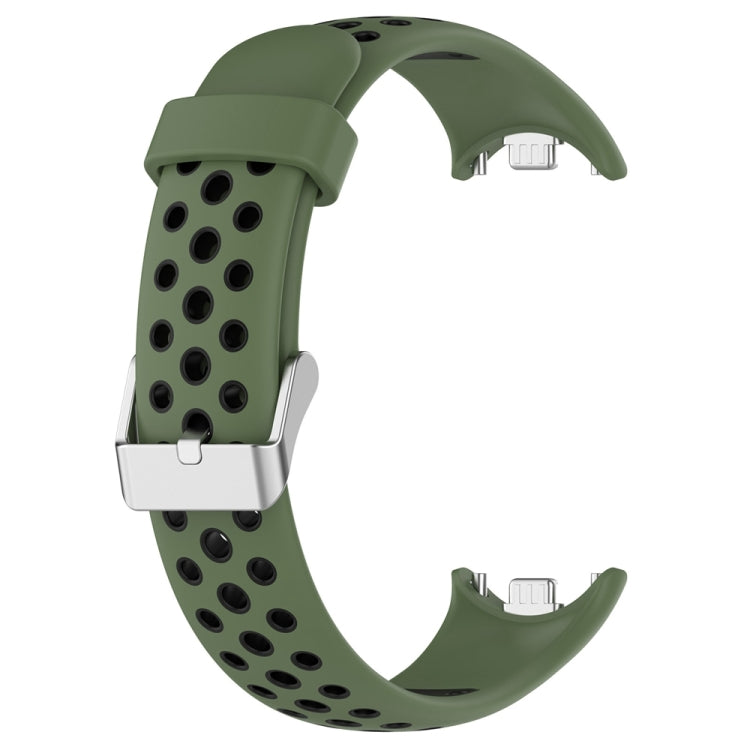 For Xiaomi Mi Band 8 Two-color Steel Plug Silicone Watch Band(Army Green Black) - Watch Bands by PMC TechLife | Online Shopping South Africa | PMC TechLife
