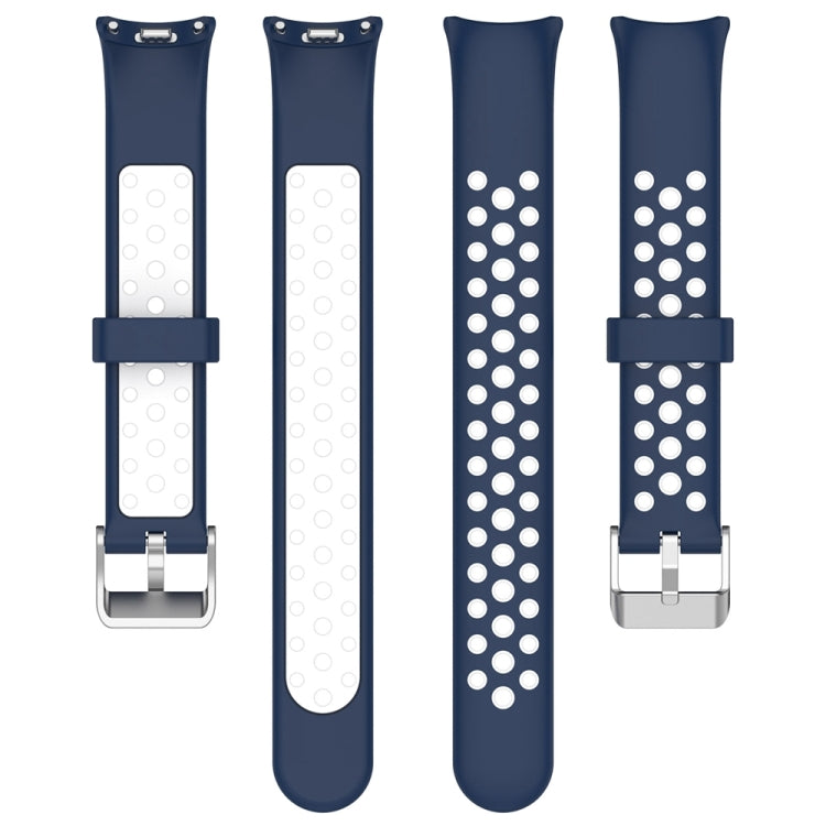 For Xiaomi Mi Band 8 Two-color Steel Plug Silicone Watch Band(Blue White) - Watch Bands by PMC TechLife | Online Shopping South Africa | PMC TechLife