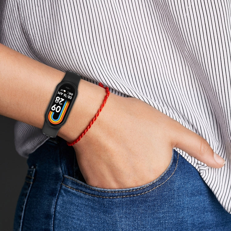 For Xiaomi Mi Band 8 Two-color Steel Plug Silicone Watch Band(Army Green Black) - Watch Bands by PMC TechLife | Online Shopping South Africa | PMC TechLife