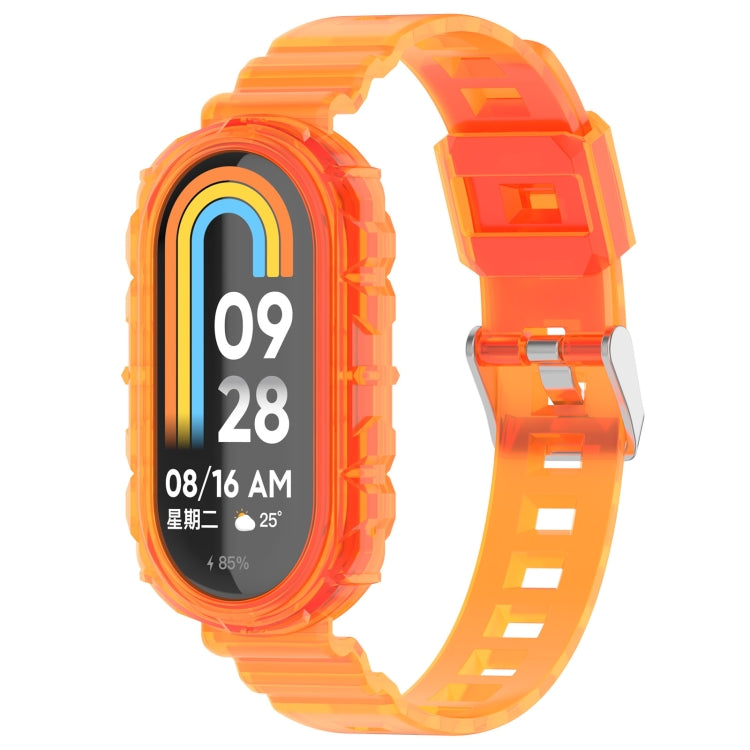 For Xiaomi Mi Band 8 Integrated Transparent Silicone Watch Band(Orange) - Watch Bands by PMC TechLife | Online Shopping South Africa | PMC TechLife