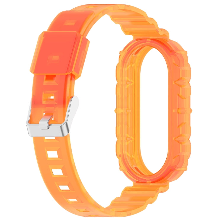 For Xiaomi Mi Band 8 Integrated Transparent Silicone Watch Band(Orange) - Watch Bands by PMC TechLife | Online Shopping South Africa | PMC TechLife