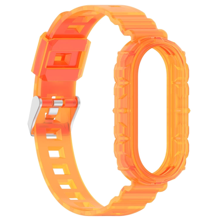 For Xiaomi Mi Band 8 Integrated Transparent Silicone Watch Band(Orange) - Watch Bands by PMC TechLife | Online Shopping South Africa | PMC TechLife