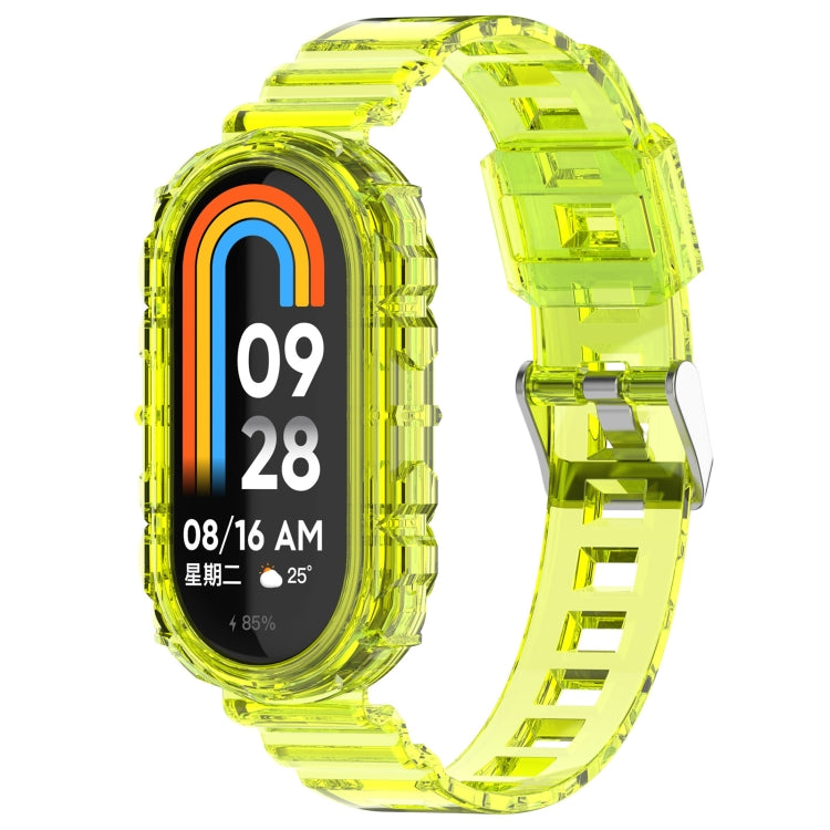 For Xiaomi Mi Band 8 Integrated Transparent Silicone Watch Band(Yellow) - Watch Bands by PMC TechLife | Online Shopping South Africa | PMC TechLife