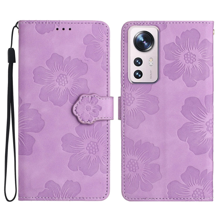 For Xiaomi 12 Pro Flower Embossing Pattern Leather Phone Case(Purple) - free shipping - PMC TechLife - Order now!