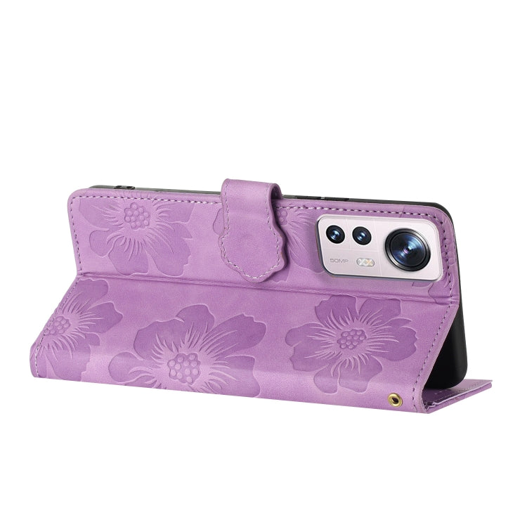 For Xiaomi 12 Pro Flower Embossing Pattern Leather Phone Case(Purple) - free shipping - PMC TechLife - Order now!