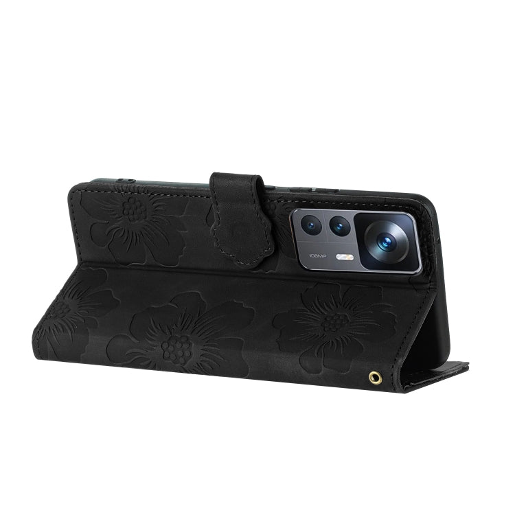For Xiaomi 12T  / 12T Pro Flower Embossing Pattern Leather Phone Case(Black) - free shipping - PMC TechLife - Order now!