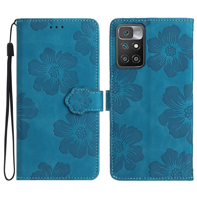 For Xiaomi Redmi 10 2022 Flower Embossing Pattern Leather Phone Case(Blue) - free shipping - PMC TechLife - Order now!