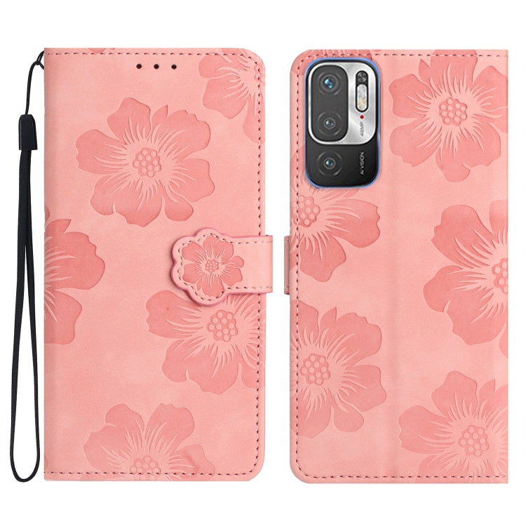 For Xiaomi Redmi Note 10 5G Flower Embossing Pattern Leather Phone Case(Pink) - free shipping - PMC TechLife - Order now!