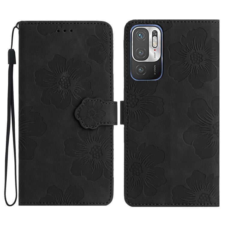 For Xiaomi Redmi Note 10 5G Flower Embossing Pattern Leather Phone Case(Black) - free shipping - PMC TechLife - Order now!