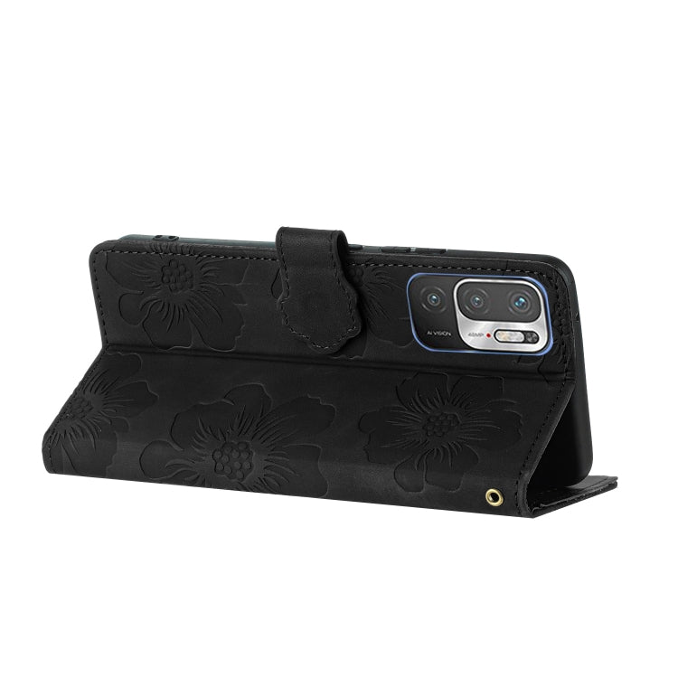 For Xiaomi Redmi Note 10 5G Flower Embossing Pattern Leather Phone Case(Black) - free shipping - PMC TechLife - Order now!