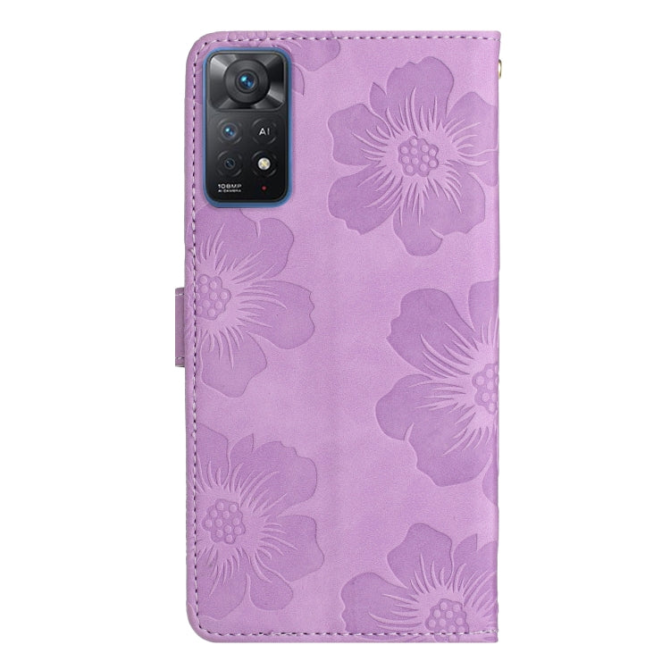 For Xiaomi Redmi Note 11 Pro 5G Global Flower Embossing Pattern Leather Phone Case(Purple) - free shipping - PMC TechLife - Order now!